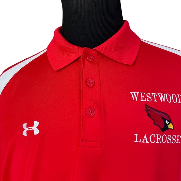 Under Armour | Men's Loose Heatgear Red Polo Shirt Large Westwood Lacrosse - Picture 3 of 7